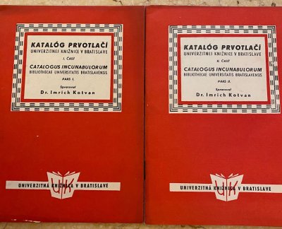 Katalóg prvotlačí Univerzitnej knižnice v Bratislave I. II.