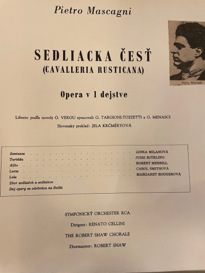 Cavalleria rusticana & Recitál Zinky Milanovej2 LP