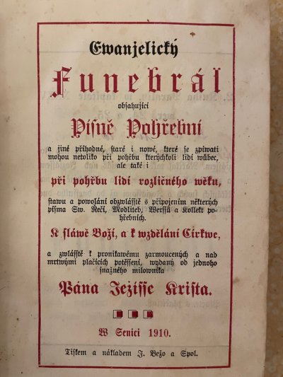 Ewanjelický funebrál obsahujíci písňe pohřební.....